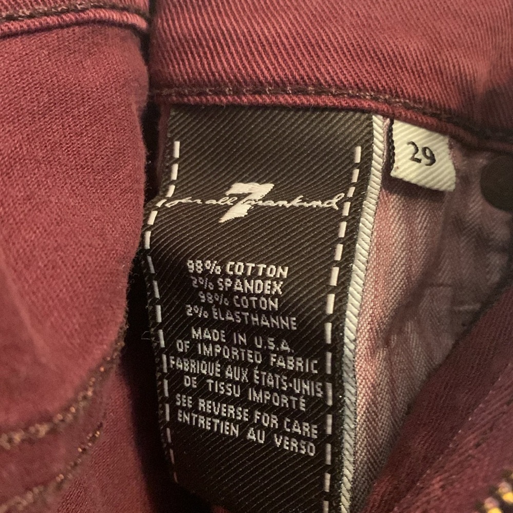 7 For All Mankind maroon skinny jeans, size 29 - Picture 6 of 6